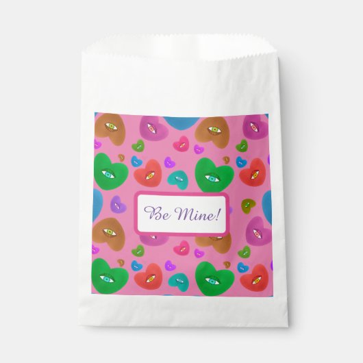 Mehrfarbige Herzklopfe mit Augapfelwangen-Liebe Geschenktütchen (Vorderseite)