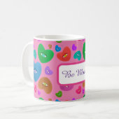 Mehrfarbige Herzklopfe mit Augapfelwangen-Liebe Kaffeetasse (Vorderseite Links)