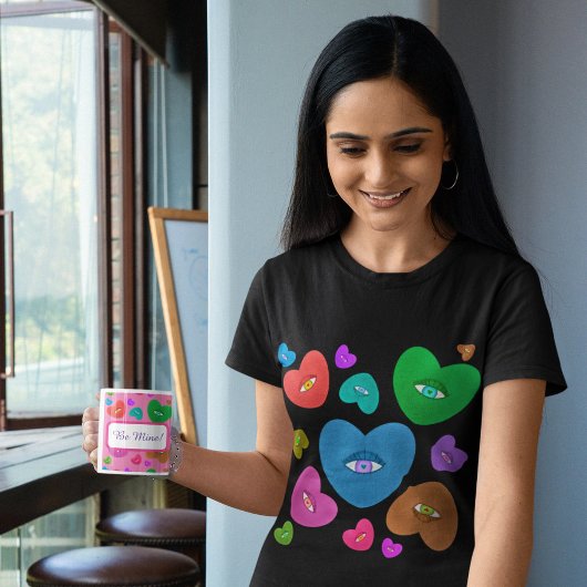 Mehrfarbige Herzklopfe mit Augapfelwangen-Liebe Kaffeetasse