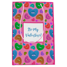 Mehrfarbige Herzklopfe mit Augapfelwangen-Liebe Mittlere Geschenktüte