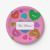 Mehrfarbige Herzklopfe mit Augapfelwangen-Liebe Pappteller (Vorderseite)