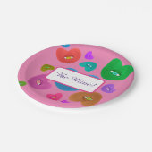 Mehrfarbige Herzklopfe mit Augapfelwangen-Liebe Pappteller (Schrägansicht)