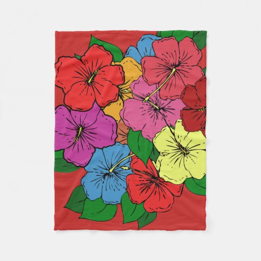 Mehrfarbige Hibiskus-Blume #6 Fleecedecke (Vorderseite)