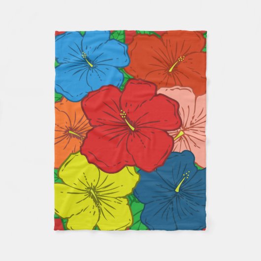 Mehrfarbige Hibiskus-Blume #7 Fleecedecke (Vorderseite)