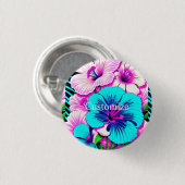 Mehrfarbige Hibiskus-Blume Thunder_Cove Button (Vorne & Hinten)