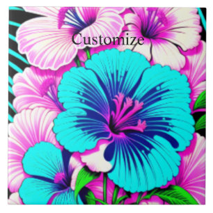 Mehrfarbige Hibiskus-Blume Thunder_Cove Fliese