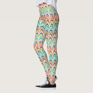 Mehrfarbige Ikat Zickzack Flammen-Stich-Leggings Leggings