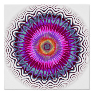 mehrfarbige Kaleidoskop-Blume Poster