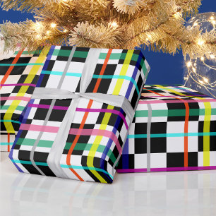 Mehrfarbige Karierte Linien - kariertes Tartan-Des Geschenkpapier