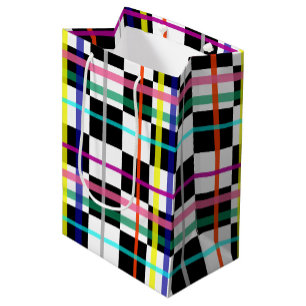 Mehrfarbige Karierte Linien - kariertes Tartan-Des Mittlere Geschenktüte