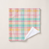 Mehrfarbige Karo-Gingham Badhandtuch Set (Waschlappen)