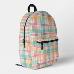 Mehrfarbige Karo-Gingham Bedruckter Rucksack