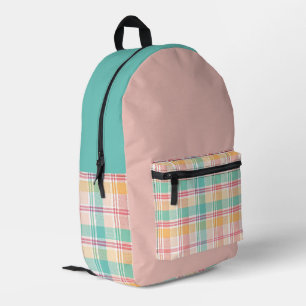 Mehrfarbige Karo-Gingham Bedruckter Rucksack