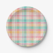 Mehrfarbige Karo-Gingham Pappteller (Vorderseite)