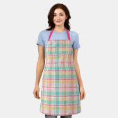 Mehrfarbige Karo-Gingham Schürze (Getragen)