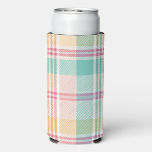 Mehrfarbige Karo-Gingham Selters Dosenkühler