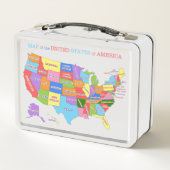 mehrfarbige Karte der "United Staaten Lunch Box" Metall Brotdose (Rückseite)