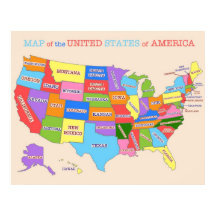 mehrfarbige Karte der Vereinigten Staaten