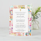 Mehrfarbige katholische Hochzeit der Brautmesse Einladung (Stehend Vorderseite)