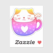 Mehrfarbige Katze in Tasse-Aufklebern Aufkleber (Blatt)