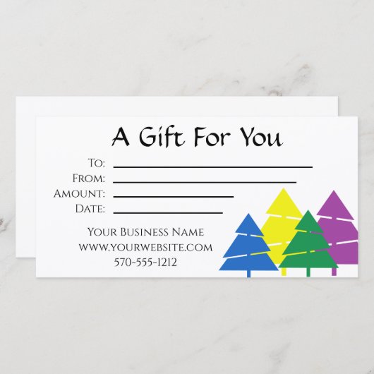 Mehrfarbige Kiefernwälder - Geschenkgutschein Dankeskarte (Vorne/Hinten)