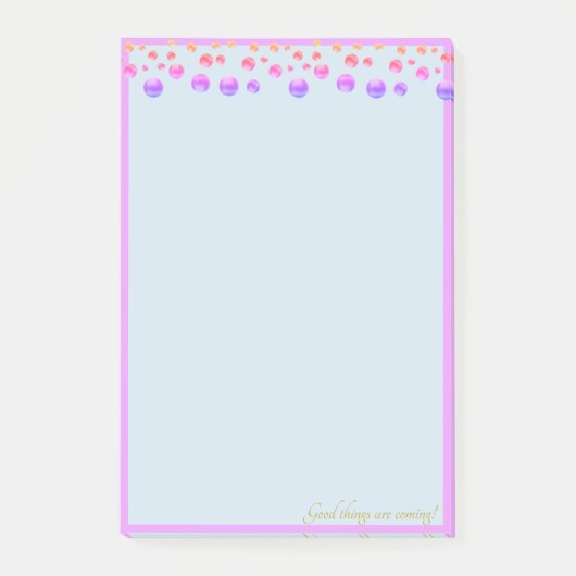 Mehrfarbige Konfetti in hellblau Post-it Klebezettel (Vorderseite)