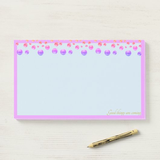 Mehrfarbige Konfetti in hellblau Post-it Klebezettel (Auf Schreibtisch)