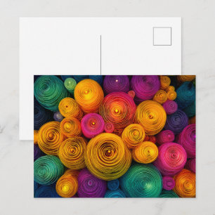 Mehrfarbige konzentrische Kreise abstrakte Textur Postkarte