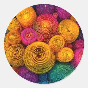Mehrfarbige konzentrische Kreise abstrakte Textur Runder Aufkleber