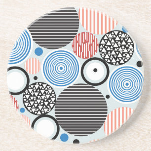 Mehrfarbige Kreise, grafisches Musterdesign. Getränkeuntersetzer