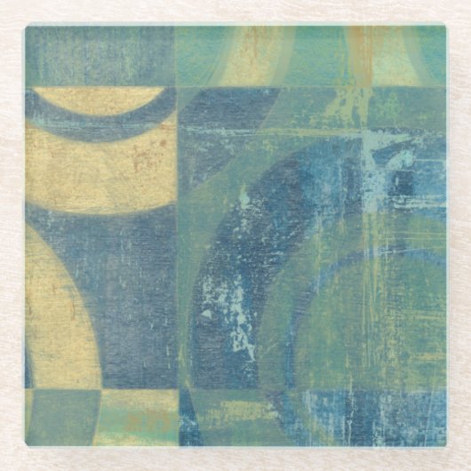 Mehrfarbige Kreise und Panels Glasuntersetzer (Vorderseite)