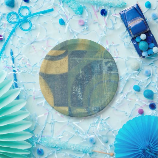 Mehrfarbige Kreise und Panels Pappteller (Party)