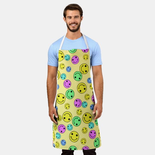 mehrfarbige lächelnde Emoji-Gesichter Schürze (Getragen)