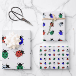 Mehrfarbige Ladyvögel Geschenkpapier Set