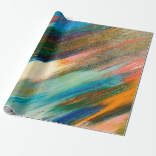 Mehrfarbige lange diagonale Wasserfarbstriche auf Geschenkpapier