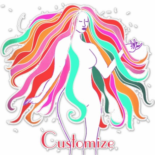 mehrfarbige Langhaargöttin Thunder_Cove Aufkleber (Vorderseite)
