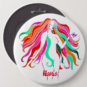 mehrfarbige Langhaargöttin Thunder_Cove Button (Vorne & Hinten)