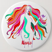 mehrfarbige Langhaargöttin Thunder_Cove Button (Vorderseite)