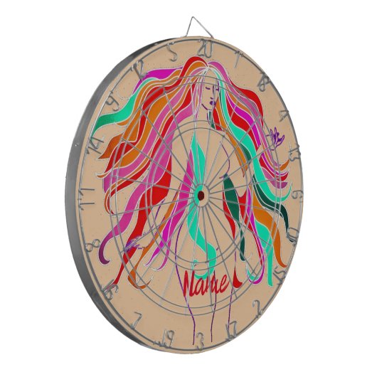 mehrfarbige Langhaargöttin Thunder_Cove Dartscheibe (Vorderseite Links)