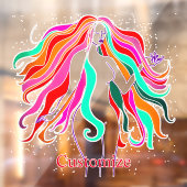 mehrfarbige Langhaargöttin Thunder_Cove Fensteraufkleber (Blatt 2)