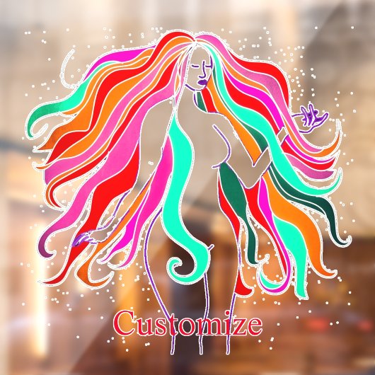 mehrfarbige Langhaargöttin Thunder_Cove Fensteraufkleber (Blatt 2)