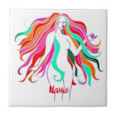 mehrfarbige Langhaargöttin Thunder_Cove Fliese (Vorderseite)