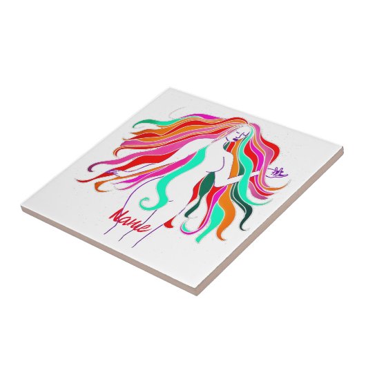 mehrfarbige Langhaargöttin Thunder_Cove Fliese (Seite)