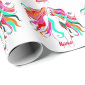 mehrfarbige Langhaargöttin Thunder_Cove Geschenkpapier (Rolleneckpunkt)