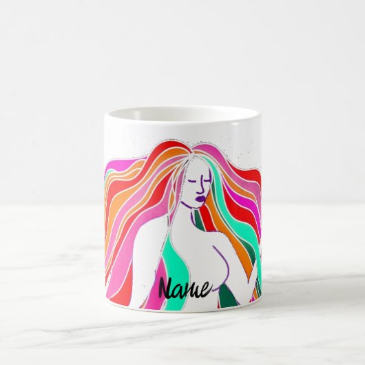 mehrfarbige Langhaargöttin Thunder_Cove Kaffeetasse (Mittel)