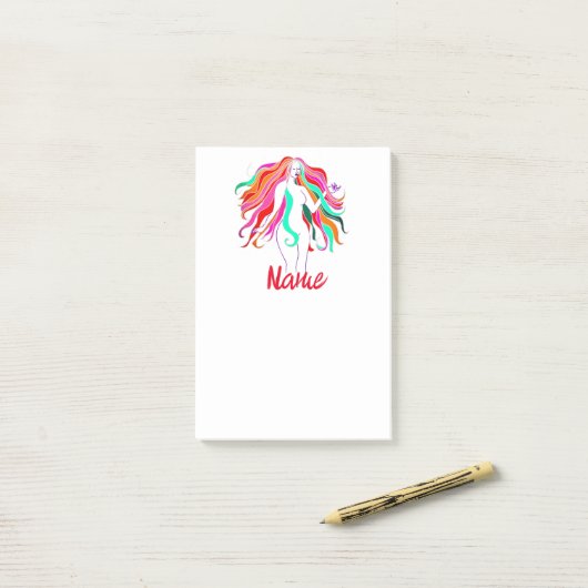 mehrfarbige Langhaargöttin Thunder_Cove Post-it Klebezettel (Auf Schreibtisch)