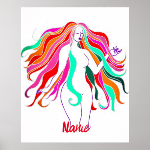 mehrfarbige Langhaargöttin Thunder_Cove Poster
