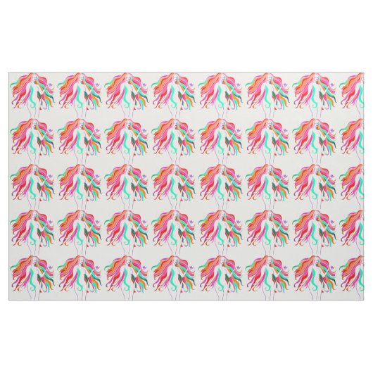 mehrfarbige Langhaargöttin Thunder_Cove Stoff (Fat Quarter (45,7 x 55,9 cm))