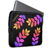 mehrfarbige Laurel-Blätter auf Schwarz Laptopschutzhülle (Vorne Rechts)
