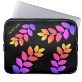 mehrfarbige Laurel-Blätter auf Schwarz Laptopschutzhülle (Vorderseite)